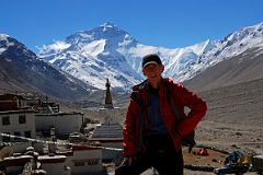 07 Jerome Ryan With Mount Everest North Face And Rongbuk Monastery Morning.jpg